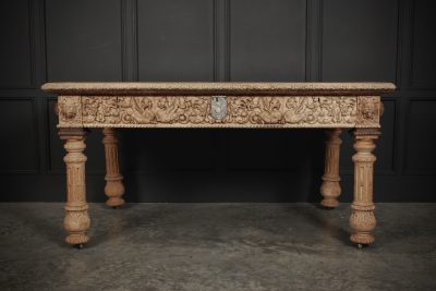 Impressive Bleached Oak Library Writing Table - Image 11