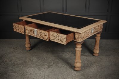 Impressive Bleached Oak Library Writing Table - Image 17