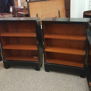 Good Antique Small Pair of Art Deco Ebonised Bookcases a pair Antique Bookcases