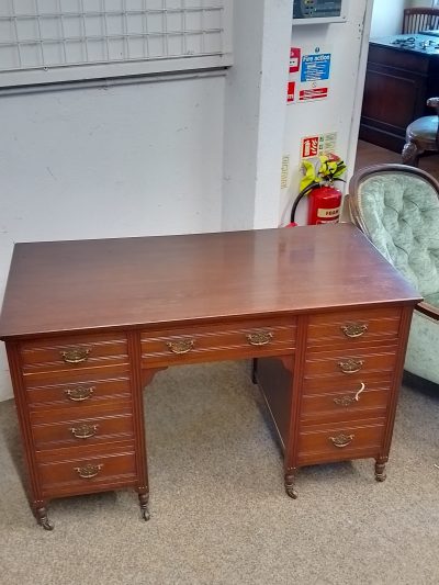 Antique Edwardian Oak Writing Table Desk