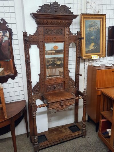 Antique Oak Green Man Hall Stand