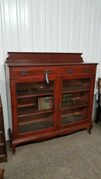 Antique Edwardian Pine Cabinet Bookcase