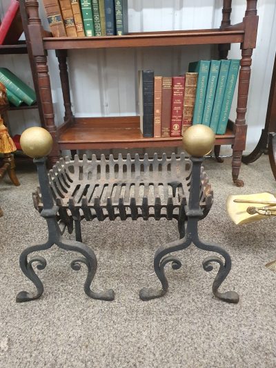 Small Antique Fire Grate & Fire Dogs