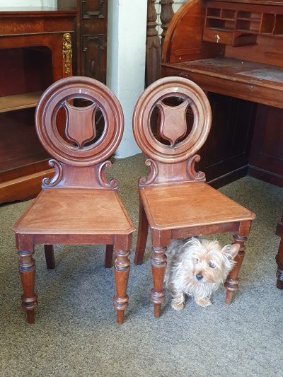 Antique Victorian Pair of Hall Chairs