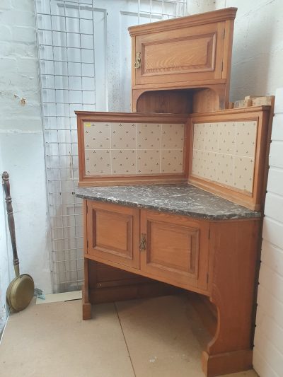 Antique Edwardian Pine Corner Cabinet