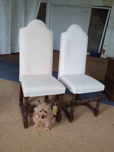 Antique Style Pair of  High Back Chairs