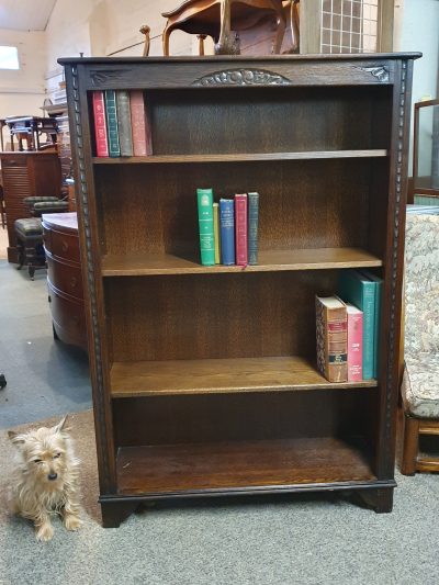 Tall Vintage Oak Open Front Bookcase