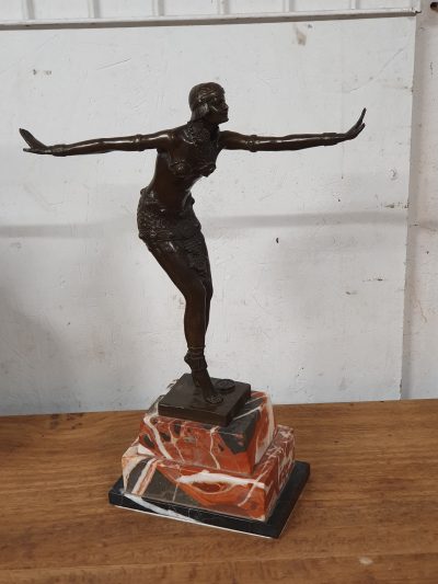 Antique French Art Deco Bronze Lady