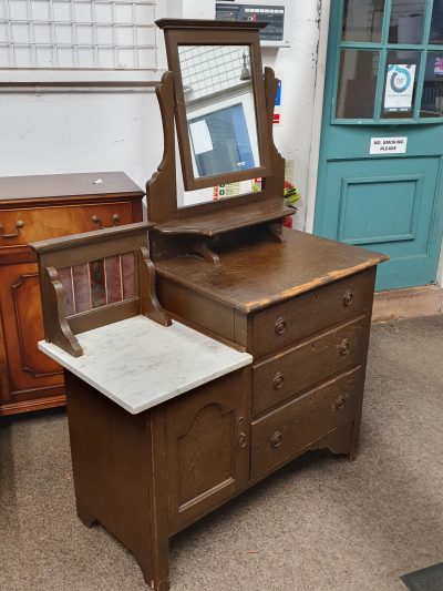 Small Antique Pine Wash Stand Dressing Table Mirror