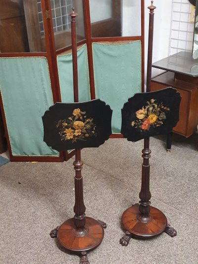 Beautiful Antique Pair Of Pole Screen's