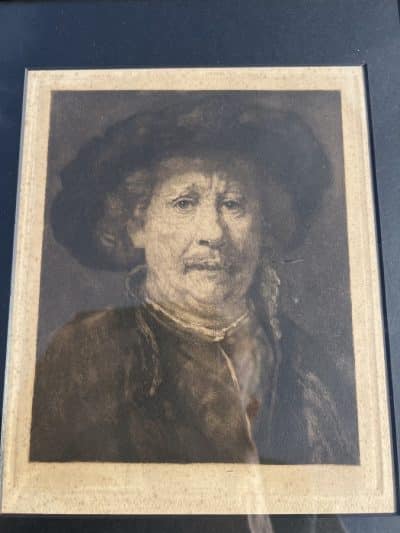 After Rembrandt self portrait drypoint etching