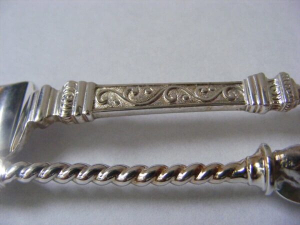 Exquisite CAST silver Heraldic Lion Terminal Spoon Fork set 1871 Female Silversmith Jane Brownett - Image 7