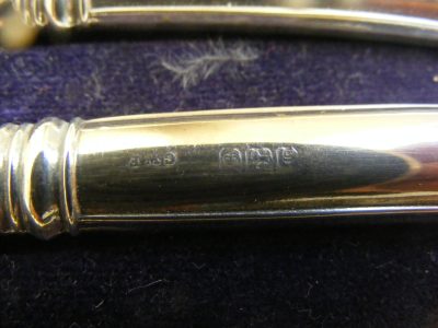 Exquisite Set 6 Pistol Grip Butter Knives Sterling Silver Sheffield 1924 original BOX - Image 7