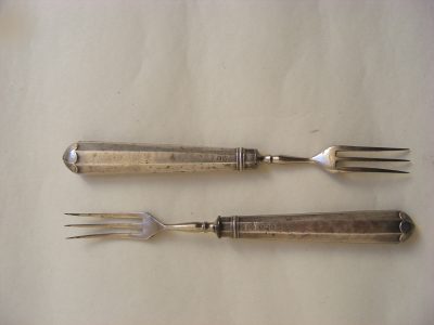 Delightful PAIR Pickle Olive Forks Sterling Silver Sheffield 1904 - Image 6