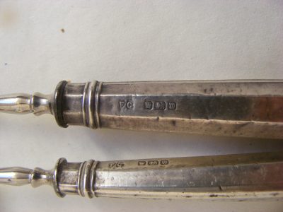 Delightful PAIR Pickle Olive Forks Sterling Silver Sheffield 1904 - Image 4