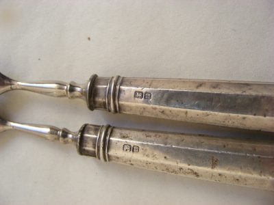 Delightful PAIR Pickle Olive Forks Sterling Silver Sheffield 1904 - Image 2