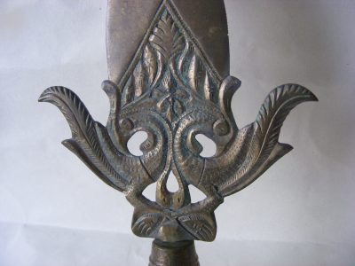 RARE Sinhalese Spear Head Patisthanaya 19thC Ceylon Sri Lanka Pole Axe Halbeard type weapon Antique Swords 7