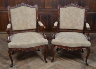 Pair Of Victorian French Walnut Armchairs SAI3185