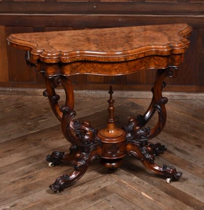 Victorian Burr Walnut Fold-over Games Table SAI3623 - Image 2