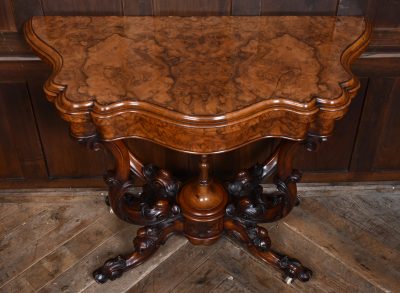 Victorian Burr Walnut Fold-over Games Table SAI3623 - Image 4