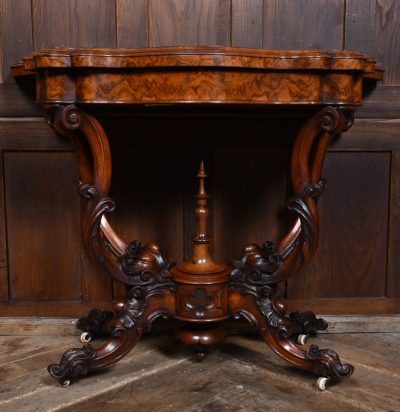 Victorian Burr Walnut Fold-over Games Table SAI3623 - Image 5