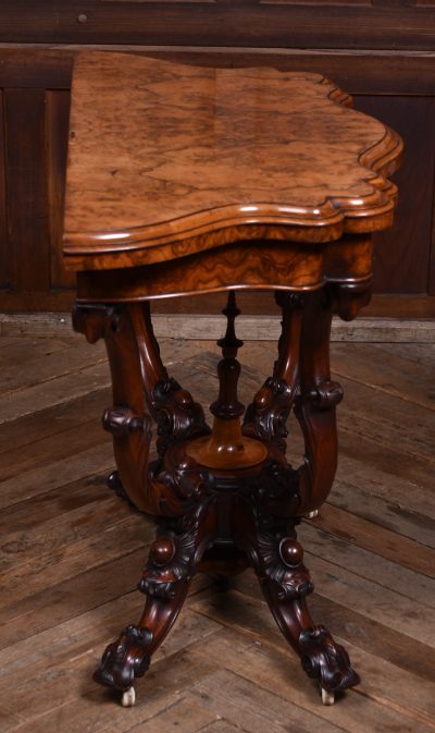 Victorian Burr Walnut Fold-over Games Table SAI3623 - Image 10