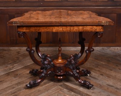 Victorian Burr Walnut Fold-over Games Table SAI3623 - Image 11