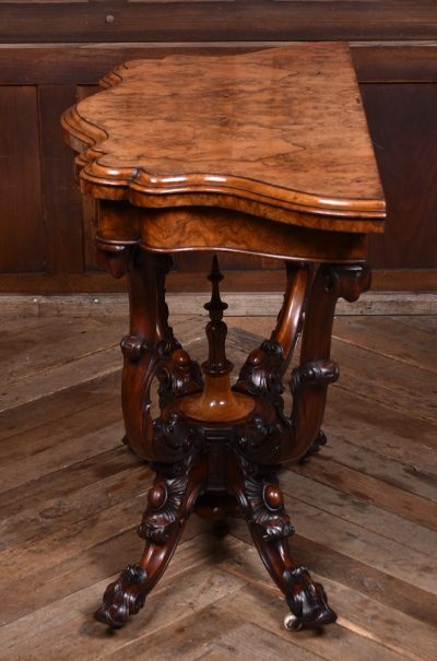 Victorian Burr Walnut Fold-over Games Table SAI3623 - Image 12