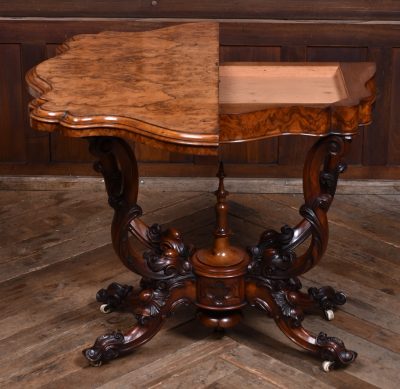 Victorian Burr Walnut Fold-over Games Table SAI3623 - Image 13