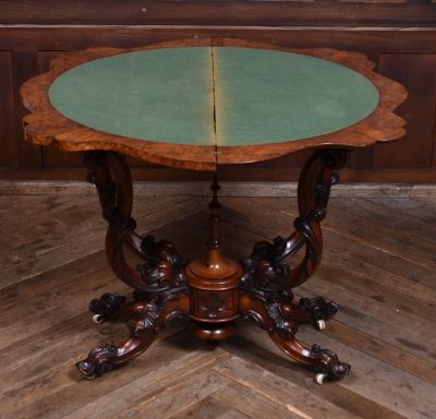 Victorian Burr Walnut Fold-over Games Table SAI3623 - Image 14