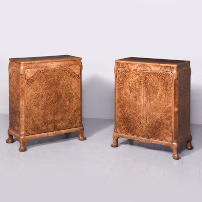 Pair of Burr Walnut Cabinets by Whytock & Reid of Edinburgh