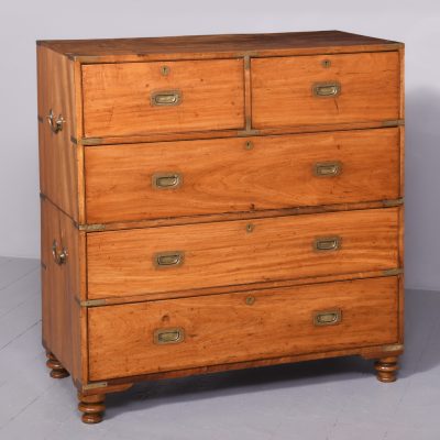 A Solid Camphor Wood and Brass Bound Campaign Chest - Image 13