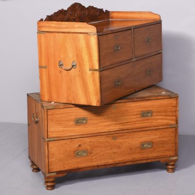 A Solid Camphor Wood and Brass Bound Campaign Chest - Image 14