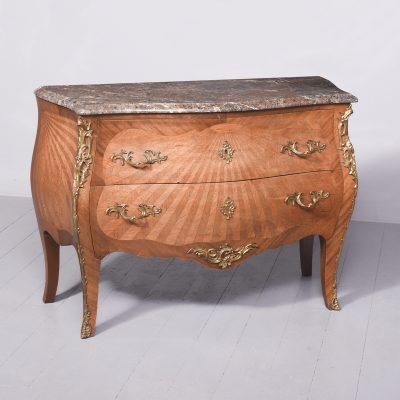 French Marble Top Serpentine Front Rococo Style Commode