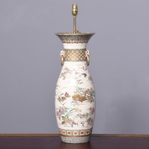 Tall Japanese 19th Century Hand-Painted Satsuma Vase Converted to Lamp Antique Lighting