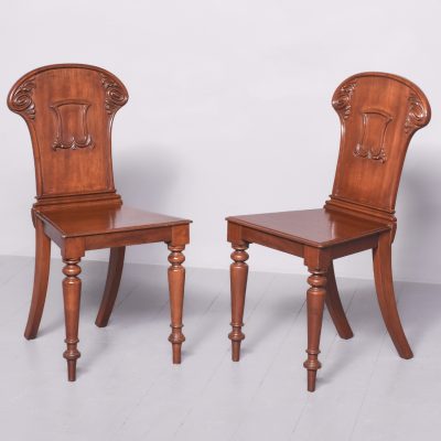 Elegant Pair of George III Mahogany Hall Chairs