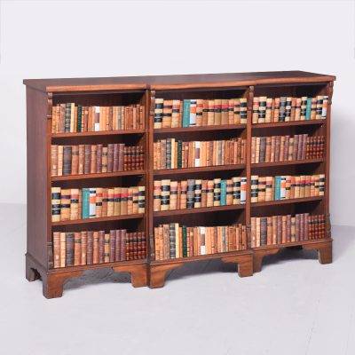 Neat-Sized, Three Section Mahogany Breakfront Bookcase with Adjustable Shelves