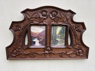 Arts & Crafts Oak Double Photo Frame