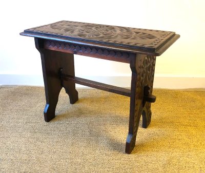 A Good Country Craftsman Made Carved Stool, End Table, Bench C.1880 - Image 7