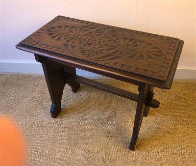 A Good Country Craftsman Made Carved Stool, End Table, Bench C.1880 Antique Furniture 5