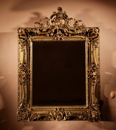 Louise Quinze XV Style Very Impressive Original Gilded Wood And Gesso Mirror, Circa 1900.