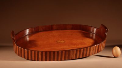 Unusual Inlaid Mahogany and Type Of Satin Wood Oval Tray.