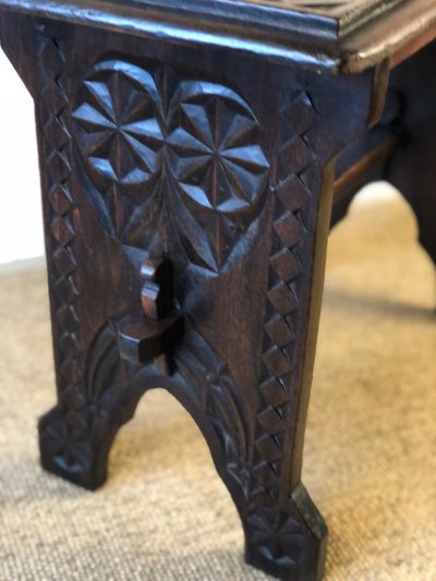 A Good Country Craftsman Made Carved Stool, End Table, Bench C.1880 - Image 2