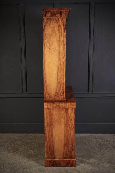 Marquetry Inlaid Burr Walnut Glazed Bookcase - Image 16