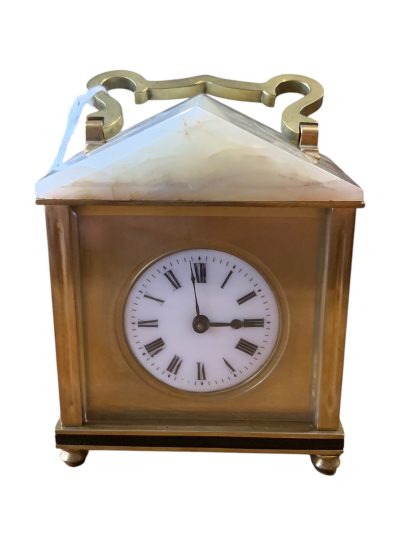 Classic Unusual Antique French Marble Pitched Roof Carriage clock – ca1900