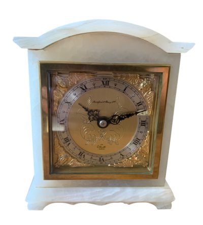 Beautiful white Marble Mantel clock by Elliott, London -