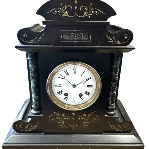 Exquisite Large Monumental Antique Slate 8-Day Mantel Clock –  Ca1880 slate clock Antique Clocks