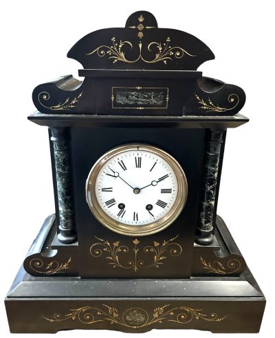 Exquisite Large Monumental Antique Slate 8-Day Mantel Clock -  Ca1880