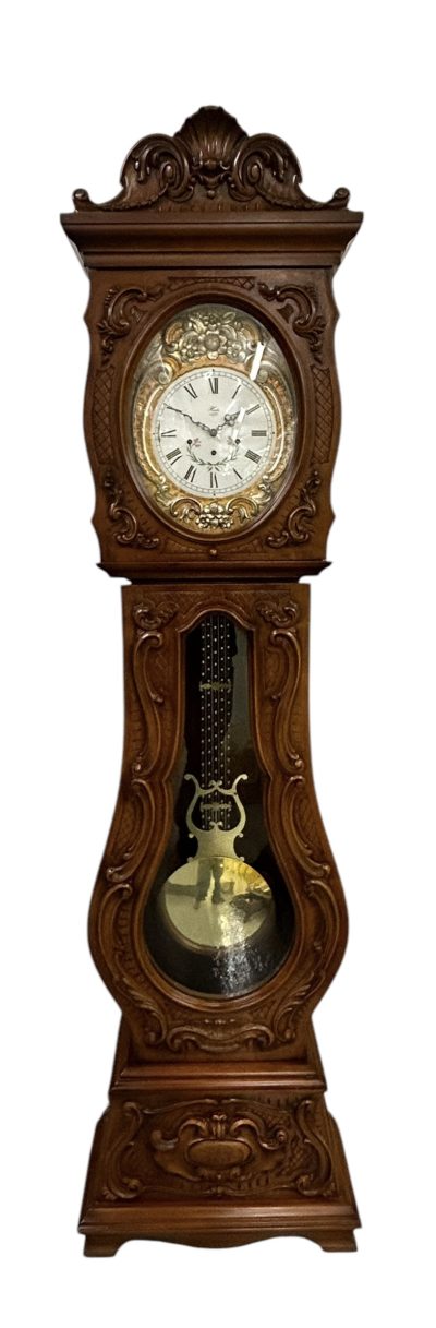 Impressive Carved Scrolled Case Musical German Longcase Clock - Image 14