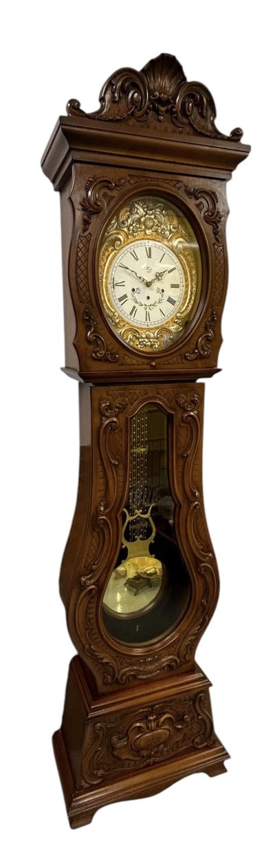 Impressive Carved Scrolled Case Musical German Longcase Clock - Image 11